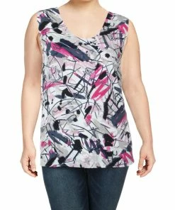 Outlet 🥰 Nic + Zoe Plus Graffiti Femme 👩 Womens Printed Scoop Neck Tank Top 😍
