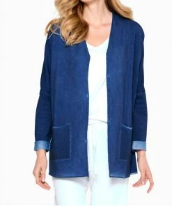 New 🎉 Nic + Zoe French Terry Easy Jacket in Denim for 👩 women 😀