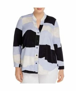 Coupon 💯 Nic + Zoe Plus 👩 Womens Colorblock HI-Low Button-Down Top ⭐