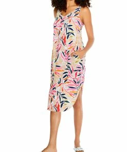 Best Pirce 😍 Nic + Zoe Sunrise 👩 Womens Printed Round Hem Midi 👗 Dress 💯