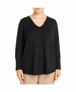 Hot Sale ✨ Nic + Zoe Plus 👩 Womens Solid V-Neck Pullover Sweater 😉