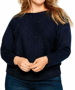 Buy 🔔 Nic + Zoe Plus 👩 Womens Ribbed Knit Long Sleeve Pullover Sweater 🤩