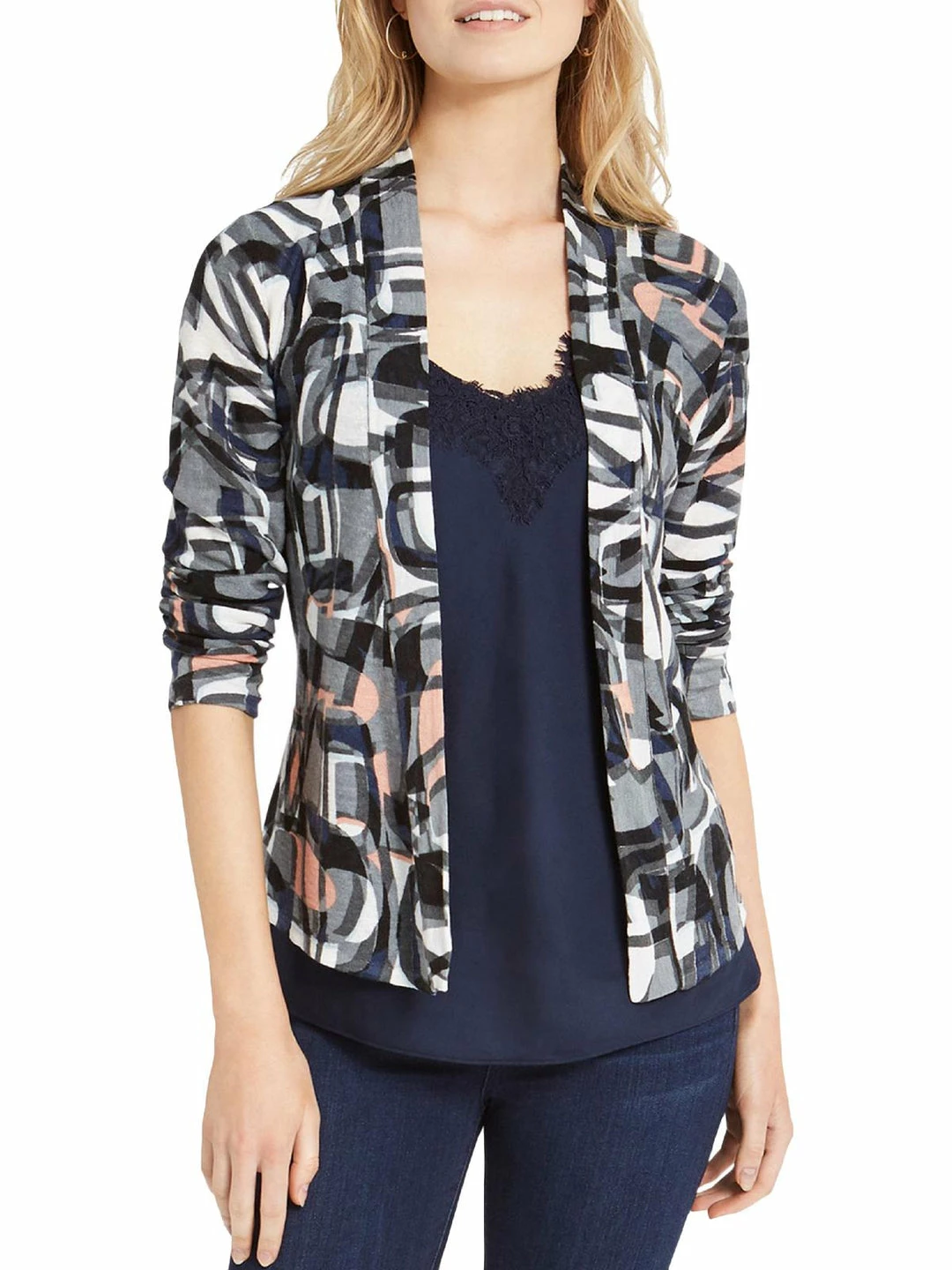 Best Sale ๐ฅ Nic + Zoe Alphabet ๐ฉ Womens Printed Long Sleeve Cardigan Sweater ๐