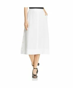 Flash Sale ✨ Nic + Zoe Front Runner 👩 Womens Linen Blend Midi A-Line 👗 Skirt 😉