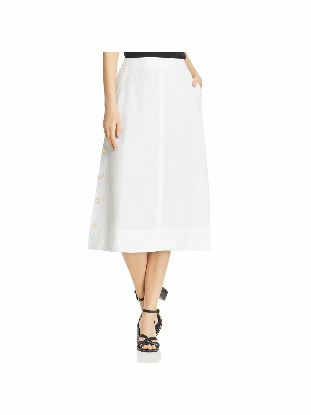 Flash Sale โจ Nic + Zoe Front Runner ๐ฉ Womens Linen Blend Midi A-Line ๐ Skirt ๐