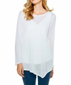 Flash Sale 💯 NIC+ZOE Plus Featherweight Angle Linen-Blend Sweater for 👩 women 🧨