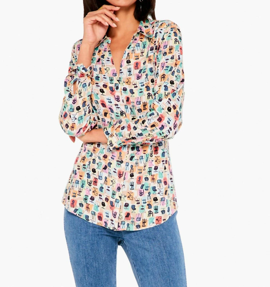 Best reviews of ๐งจ Nic + Zoe Have A Seat Live In ๐ Shirt In Green Multi in Green Multi for ๐ฉ women ๐งจ - Image 4