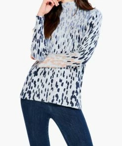 Wholesale ❤️ Nic + Zoe Cozy Up Spotted Turtleneck Sweater in Blue Multi for 👩 women 🎉