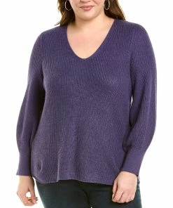 Wholesale 🌟 NIC+ZOE Plus Shaker Knit V Neck Sweater for 👩 women 💯