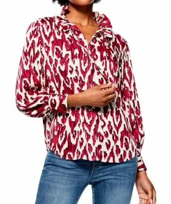 Promo ❤️ Nic + Zoe Tribal Ikat 👩 Womens Printed Tie Neck Pullover Top 😀