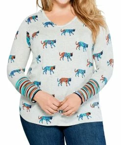 Hot Sale ✔️ Nic + Zoe 👩 Womens V-Neck Stripe Pullover Sweater 🎉