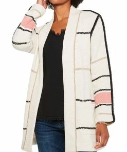 Deals 😀 Nic + Zoe 👩 Womens Striped Open Front Cardigan Sweater 🔔