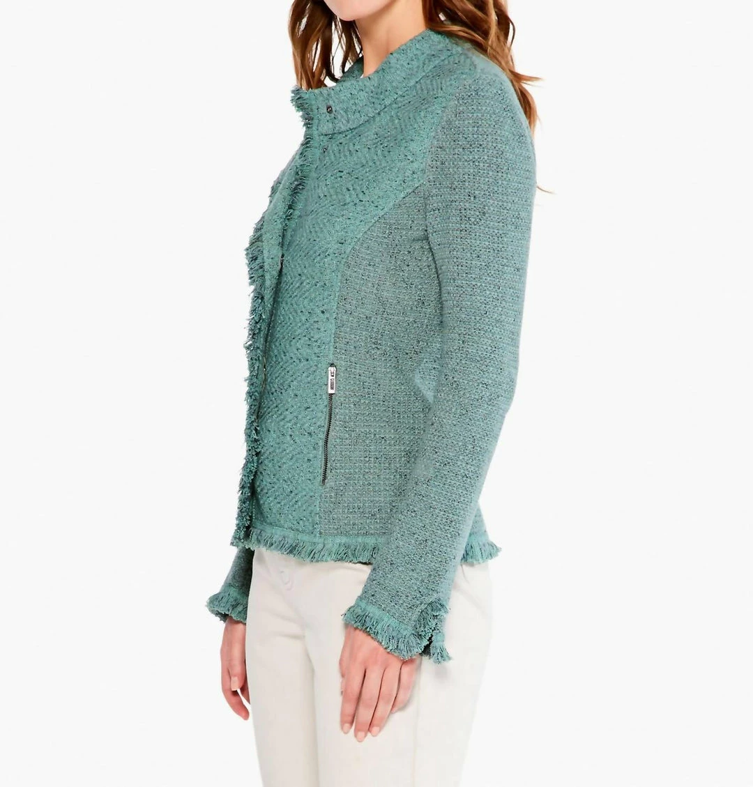 Best deal ๐ Nic + Zoe Collared Fringe Mix Jacket in Juniper for ๐ฉ women ๐ - Image 2