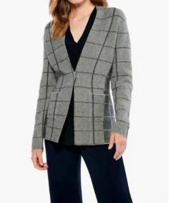 Budget ✔️ Nic + Zoe Placed Plaid Blazer - F221179 in Beige/Black for 👩 women 🔔