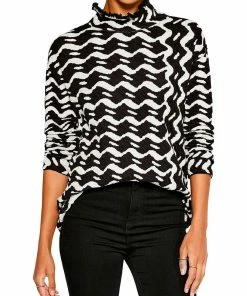 Best deal ๐คฉ Nic + Zoe Opposites Attract ๐ฉ Womens Printed Cotton Mock Turtleneck Sweater ๐