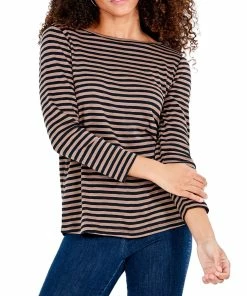 Budget 😍 NIC+ZOE Striped Bracelet Sleeve Boat T-Shirt for 👩 women 💯