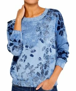 Best Pirce ⌛ Nic + Zoe 👩 Womens Cotton Distressed Pullover Sweater 💯