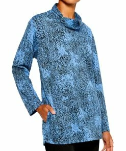 Outlet ⭐ Nic + Zoe Marbellous 👩 Womens Printed Mock Neck Pullover Sweater 💯