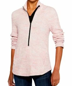 Flash Sale ✔️ Nic + Zoe Zip It Up Spacedye 👩 Womens Printed Textured 3/4 Zip Pullover ⭐