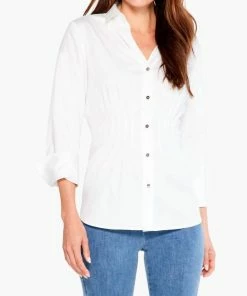 Deals 💯 Nic + Zoe Collared Bistro 👚 Shirt - F221624 in White for 👩 women 🔥