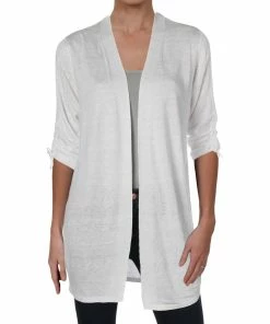 Hot Sale 🎁 Nic + Zoe Picante 👩 Womens Linen Blend Open Front Cardigan Sweater 🔔