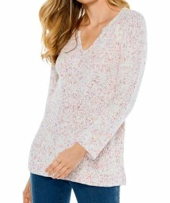 Promo 🎉 Nic + Zoe Prism Stitch 👩 Womens Knit Long Sleeves Pullover Sweater 😉