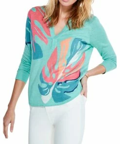 Flash Sale 🔥 NIC+ZOE Petite Fiesta Fronds Linen-Blend Sweater for 👩 women 🔥