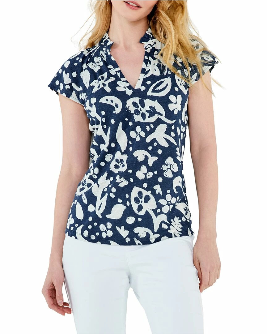 Best Pirce ๐ NIC+ZOE Moonlit Stamp Ruffle Linen-Blend T-Shirt for ๐ฉ women ๐