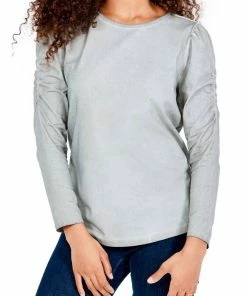 Top 10 👏 Nic + Zoe Long Sleeve Puff Tee in Pebble for 👩 women 👏