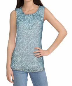 Cheap 🎁 Nic + Zoe Santorini 👩 Womens Print Keyhole Tank Top 💯