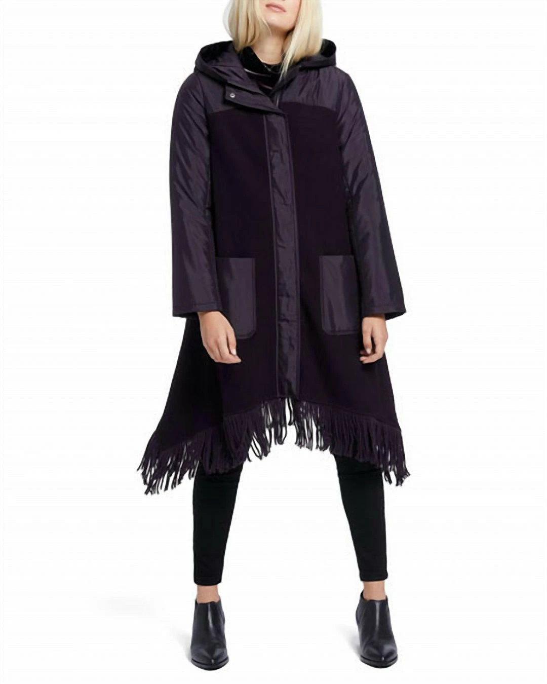 Budget ๐ Nic + Zoe Catalyst ๐งฅ Coat In Night Shade W/Textured Puffy Hood, Pockets/Fringe in Night Shade for ๐ฉ women ๐