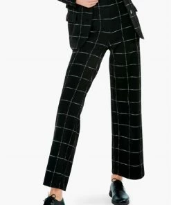 Coupon 🎁 Nic + Zoe Etched Plaid Wide Leg Pant - F221329 in Black for 👩 women 🛒
